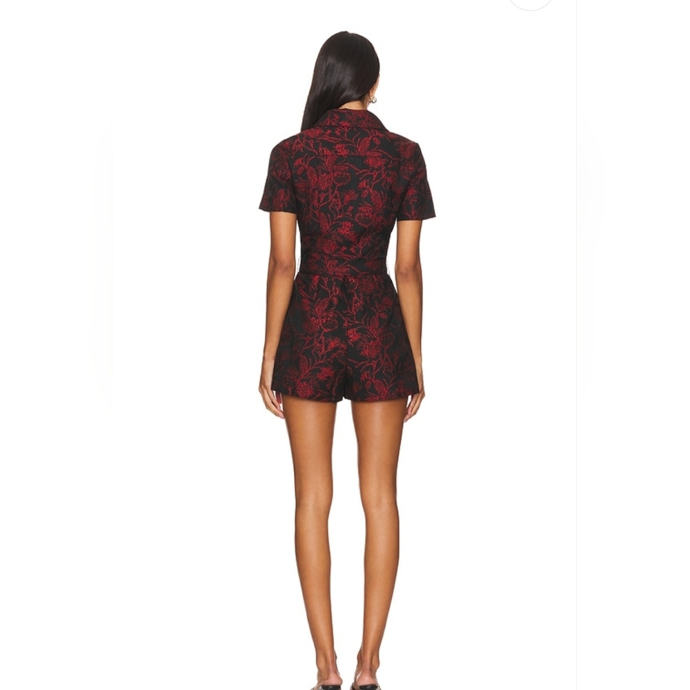 Amanda Uprichard - Revolve - NEW Black & Red Jacquard Romper Sz Large -Ret$260! - Picture 10 of 16